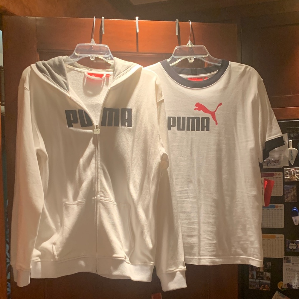 Women size Puma White and Black Hoodie and T-Shirt Set